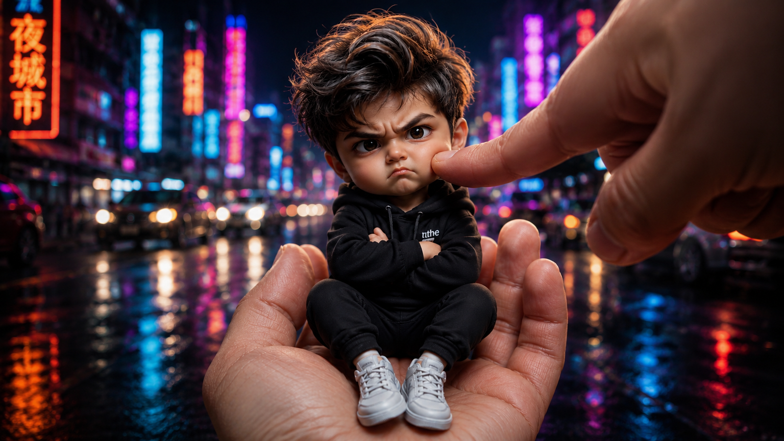 Cute Angry Boy Miniature Concept