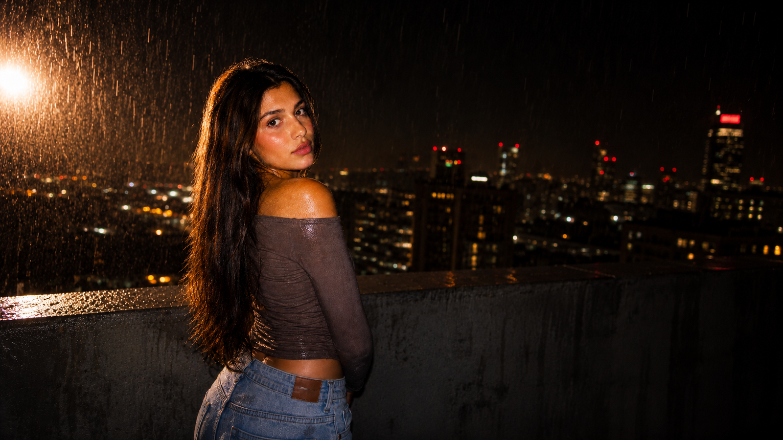 Rainy Night Glow Portrait Prompt