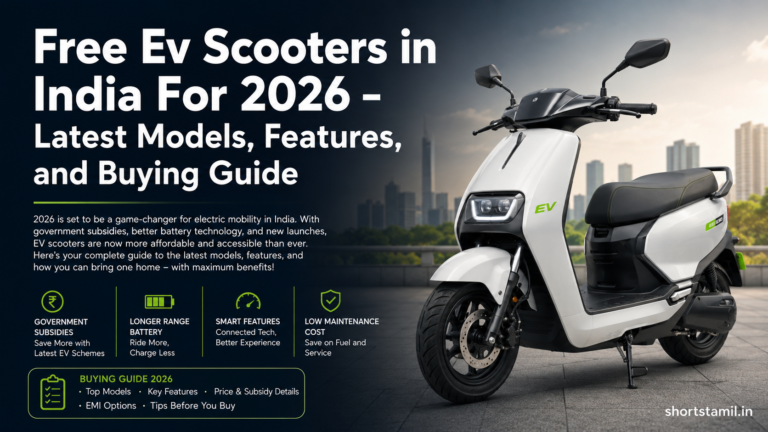 Free Ev Scooters in India For 2026 – Latest Models, Features, and Buying Guide