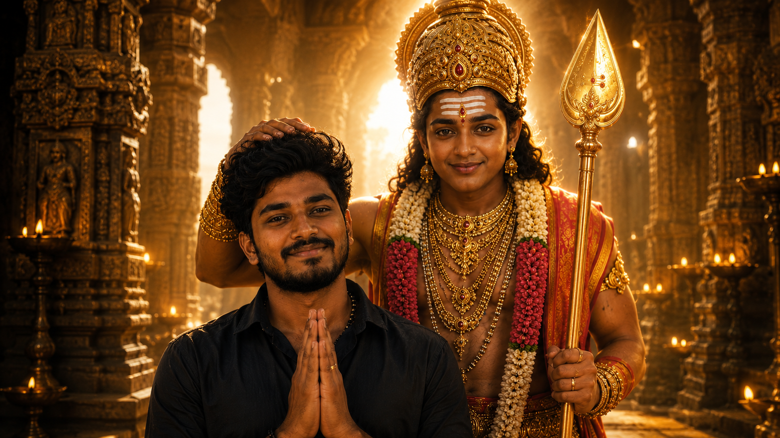 Murugan Blessing Temple Scene