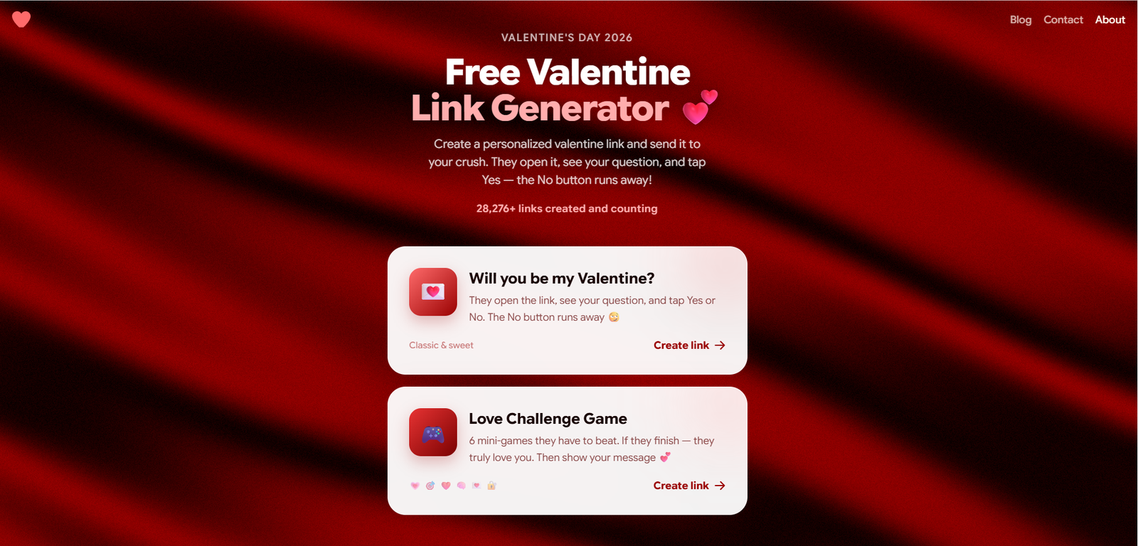 Valentine Link Generator for WhatsApp and Instagram Love Sharing
