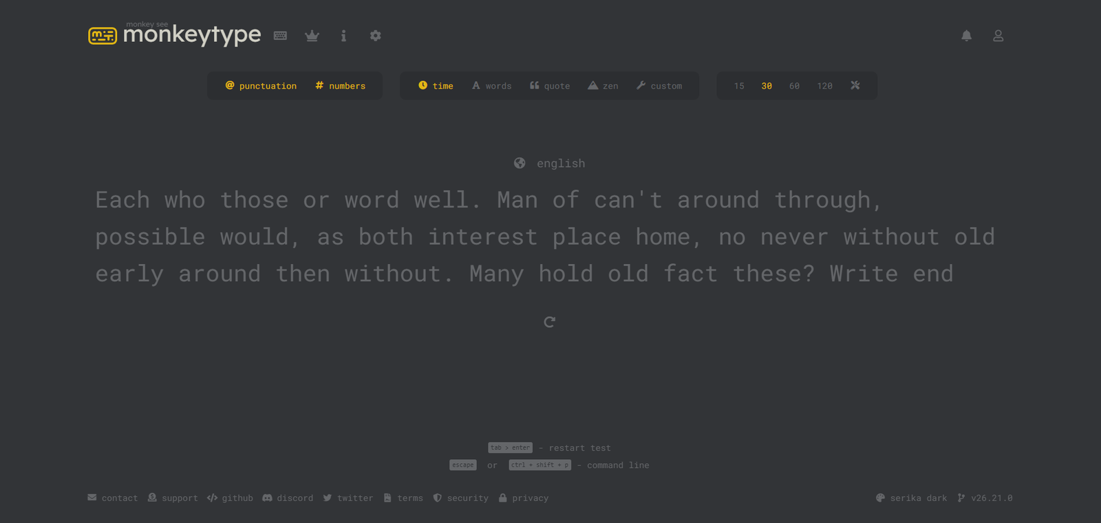 Monkeytype A minimalistic customizable typing test